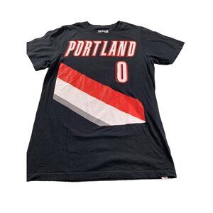 Portland Trail Blazers Damian Lillard #0 Men's Small Black T-Shirt Adidas NBA